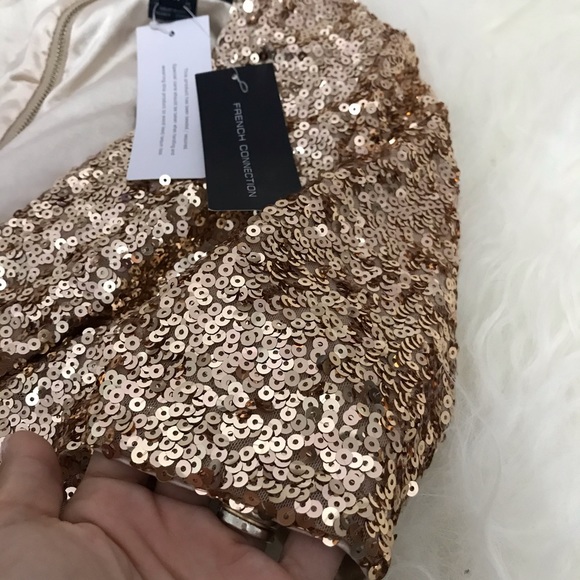 French Connection Sequin Mesh Faux Wrap Dress - Picture 5 of 7